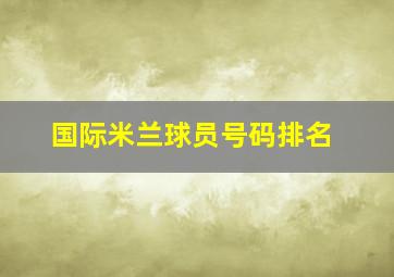 国际米兰球员号码排名