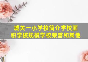 城关一小学校简介学校面积学校规模学校荣誉和其他