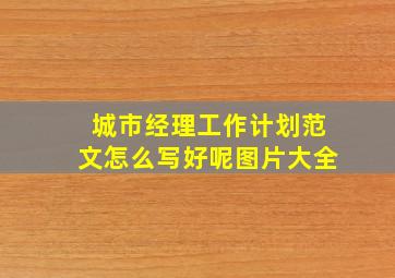 城市经理工作计划范文怎么写好呢图片大全