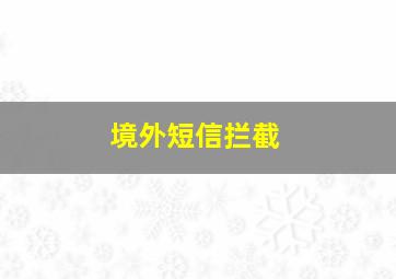 境外短信拦截