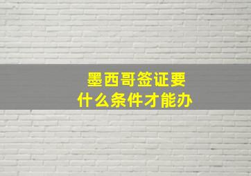 墨西哥签证要什么条件才能办