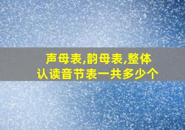 声母表,韵母表,整体认读音节表一共多少个