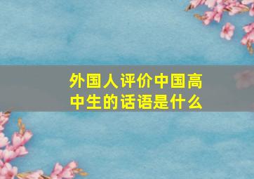 外国人评价中国高中生的话语是什么