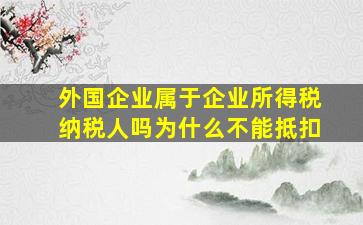 外国企业属于企业所得税纳税人吗为什么不能抵扣