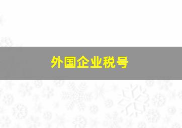 外国企业税号