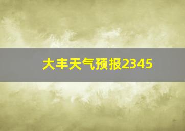 大丰天气预报2345