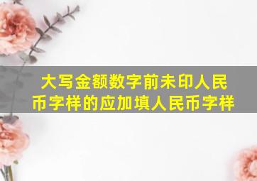 大写金额数字前未印人民币字样的应加填人民币字样