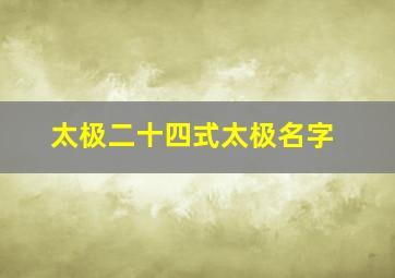 太极二十四式太极名字