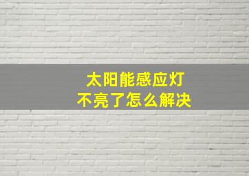 太阳能感应灯不亮了怎么解决