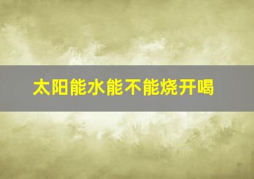 太阳能水能不能烧开喝