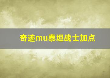 奇迹mu泰坦战士加点