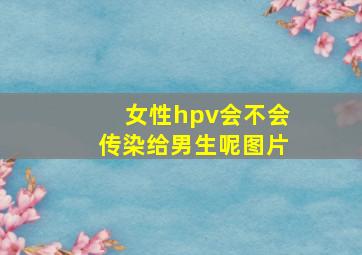 女性hpv会不会传染给男生呢图片