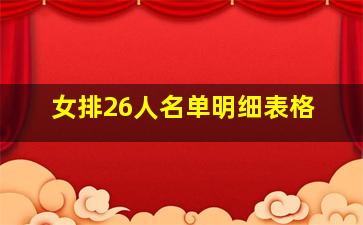 女排26人名单明细表格