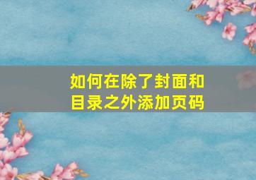 如何在除了封面和目录之外添加页码