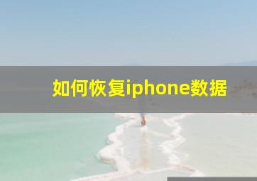 如何恢复iphone数据