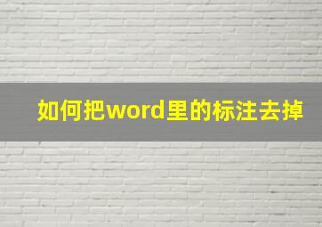 如何把word里的标注去掉