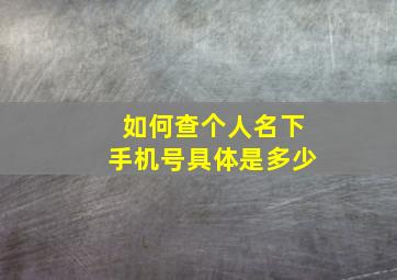 如何查个人名下手机号具体是多少