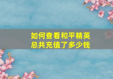 如何查看和平精英总共充值了多少钱