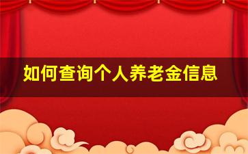 如何查询个人养老金信息