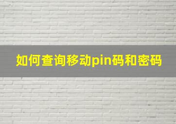 如何查询移动pin码和密码