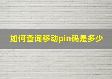 如何查询移动pin码是多少