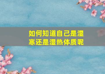 如何知道自己是湿寒还是湿热体质呢