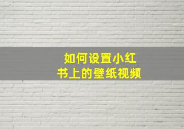 如何设置小红书上的壁纸视频