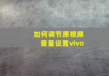 如何调节原视频音量设置vivo