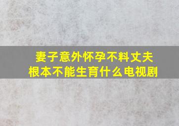 妻子意外怀孕不料丈夫根本不能生育什么电视剧