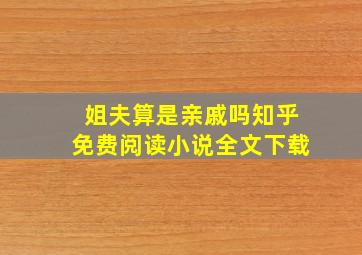 姐夫算是亲戚吗知乎免费阅读小说全文下载