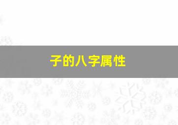 子的八字属性