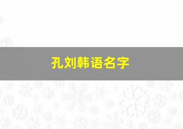 孔刘韩语名字