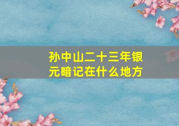 孙中山二十三年银元暗记在什么地方