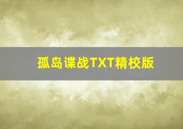 孤岛谍战TXT精校版