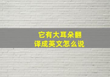 它有大耳朵翻译成英文怎么说