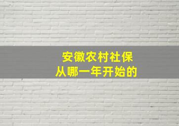 安徽农村社保从哪一年开始的