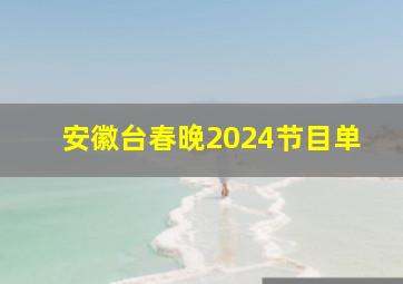 安徽台春晚2024节目单