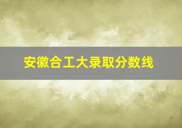 安徽合工大录取分数线