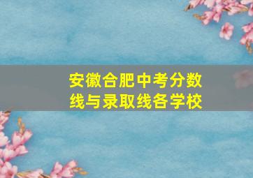 安徽合肥中考分数线与录取线各学校