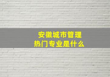 安徽城市管理热门专业是什么