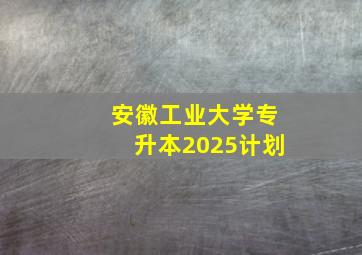 安徽工业大学专升本2025计划