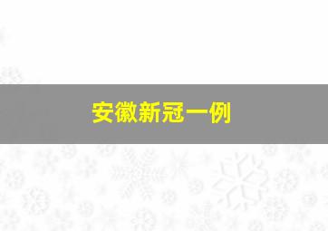 安徽新冠一例