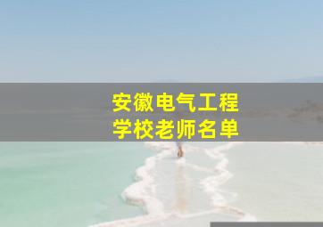 安徽电气工程学校老师名单