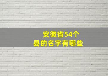 安徽省54个县的名字有哪些