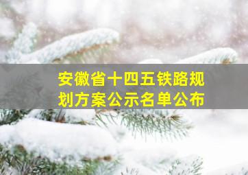 安徽省十四五铁路规划方案公示名单公布