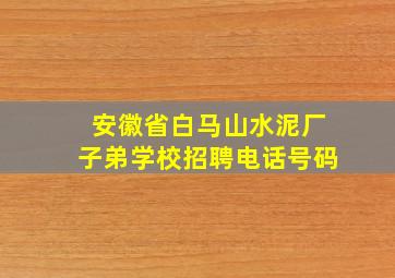 安徽省白马山水泥厂子弟学校招聘电话号码