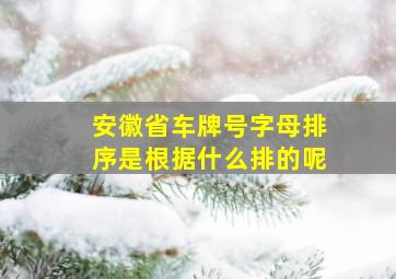 安徽省车牌号字母排序是根据什么排的呢