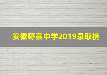 安徽野寨中学2019录取榜