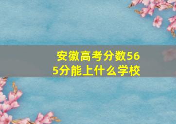 安徽高考分数565分能上什么学校