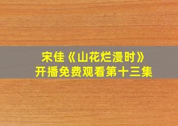 宋佳《山花烂漫时》开播免费观看第十三集